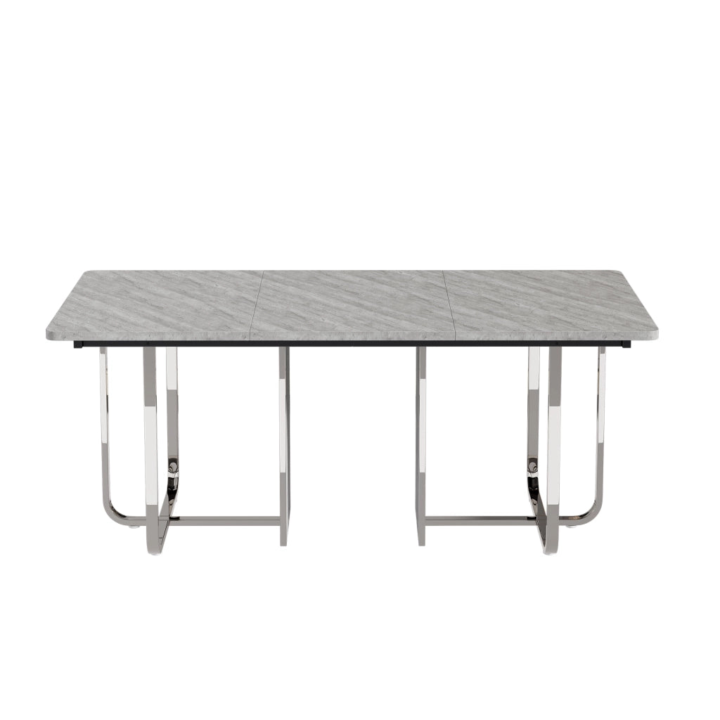 Tavolo da pranzo per 6-8 persone con gambe in metallo; Stile Moderno; in MDF e Metallo; 180×80×75 cm; Grigio