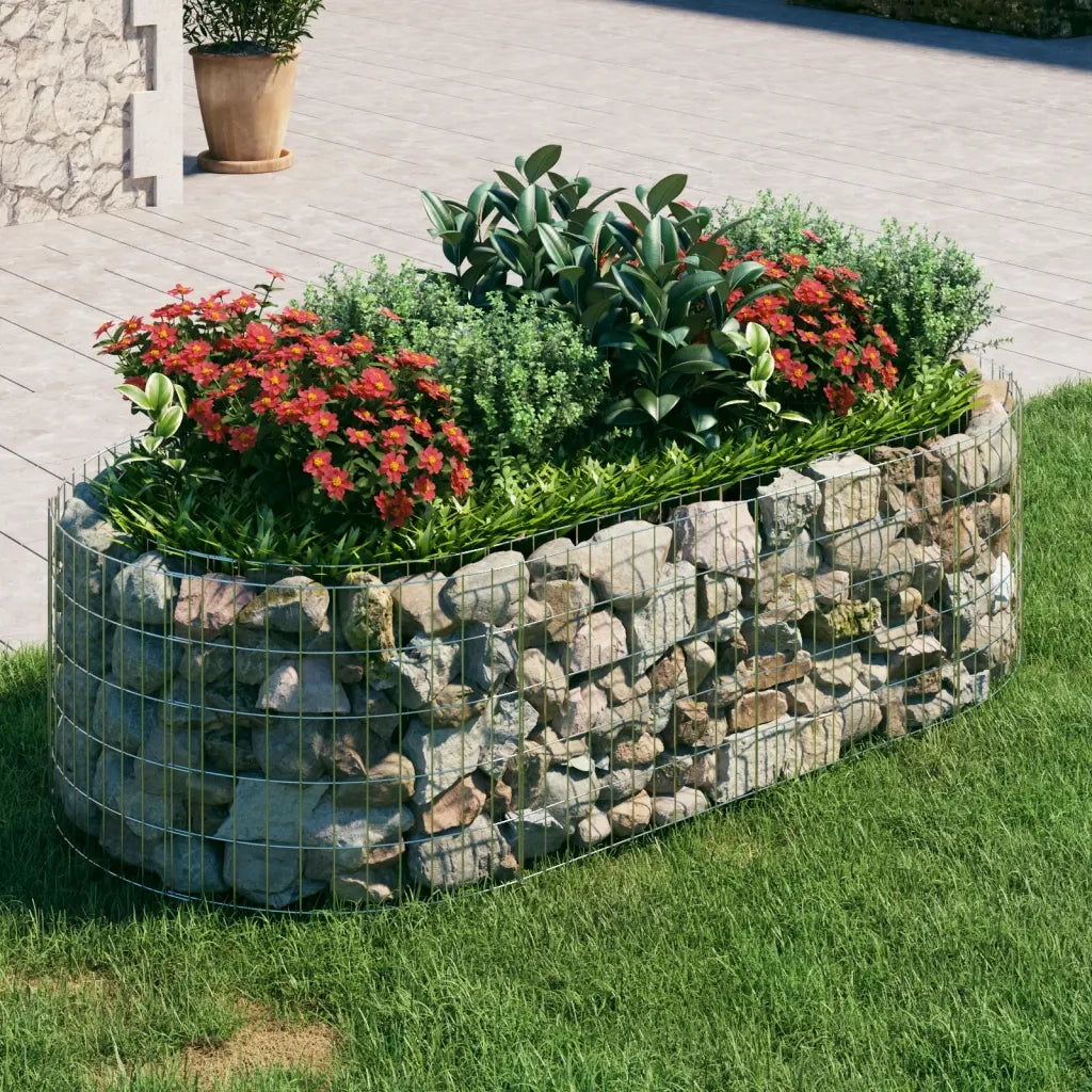 Gabbione con Fioriere | Cassetta per fiori | Letto Rialzato in Ferro Zincato 200x100x50 cm