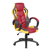 Poltrona gaming girevole con ruote e braccioli rossa granata e gialla Gerep Troy