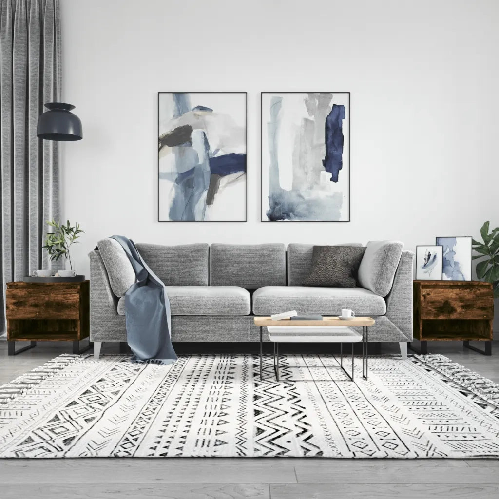 2 pz Tavolini salotto | Tavolino da caff¨¨ | Tavolino da Soggiorno Rovere Fumo 50x46x50 cm Legno Multistrato
