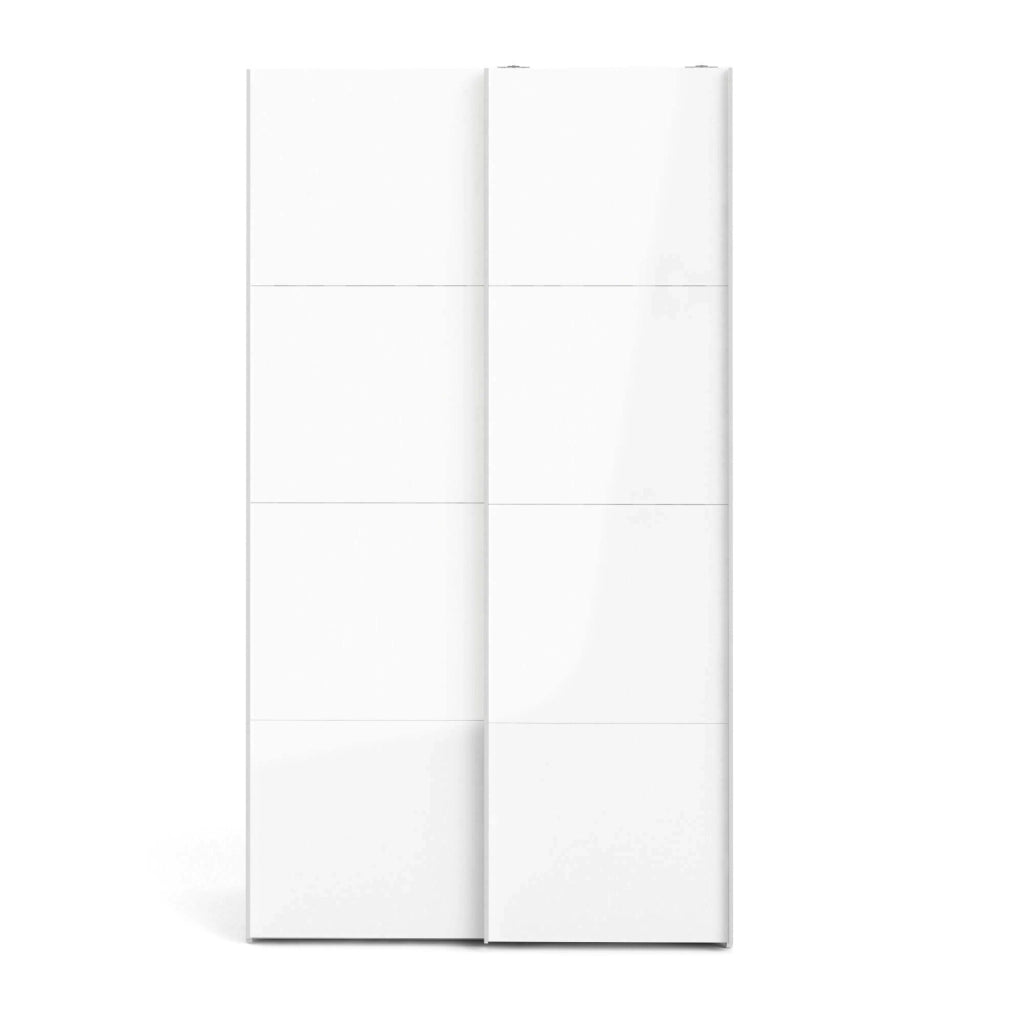 Guardaroba 2 ante Adria, Mobile camera da letto, Cabina armadio portabiti, Armadio appendiabiti, 122x62 h220 cm, Bianco lucido