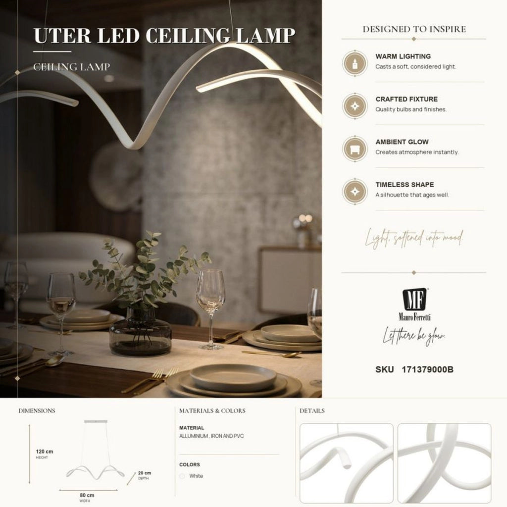 Lampadario Uter in alluminio e ferro con LED integrato