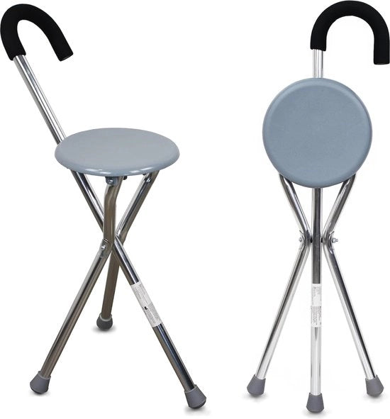 Bastone da passeggio pieghevole con sedile - Ergonomico, leggero e fino a 90 kg