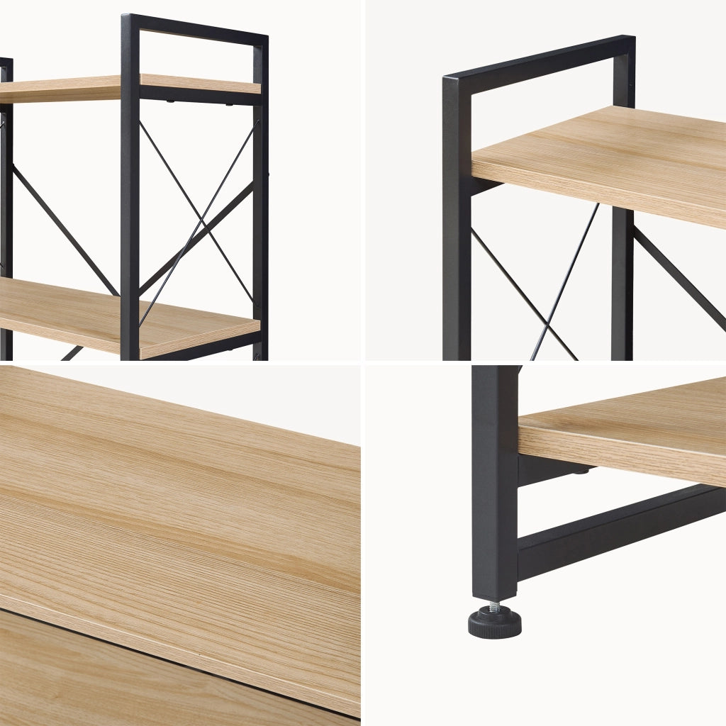 Libreria Skørping a 3 Ripiani Scaffale da Terra 90 x 65 x 30 cm - Nero / Effetto Rovere [en.casa]