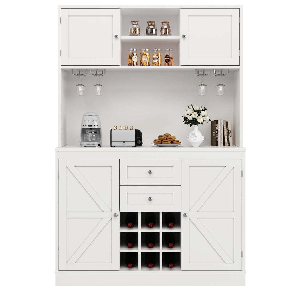 Buffet Cucina con Ante e Cassetti ¨C MINIMAL ¨C Bianco, Ripiani Regolabili, Portabottiglie