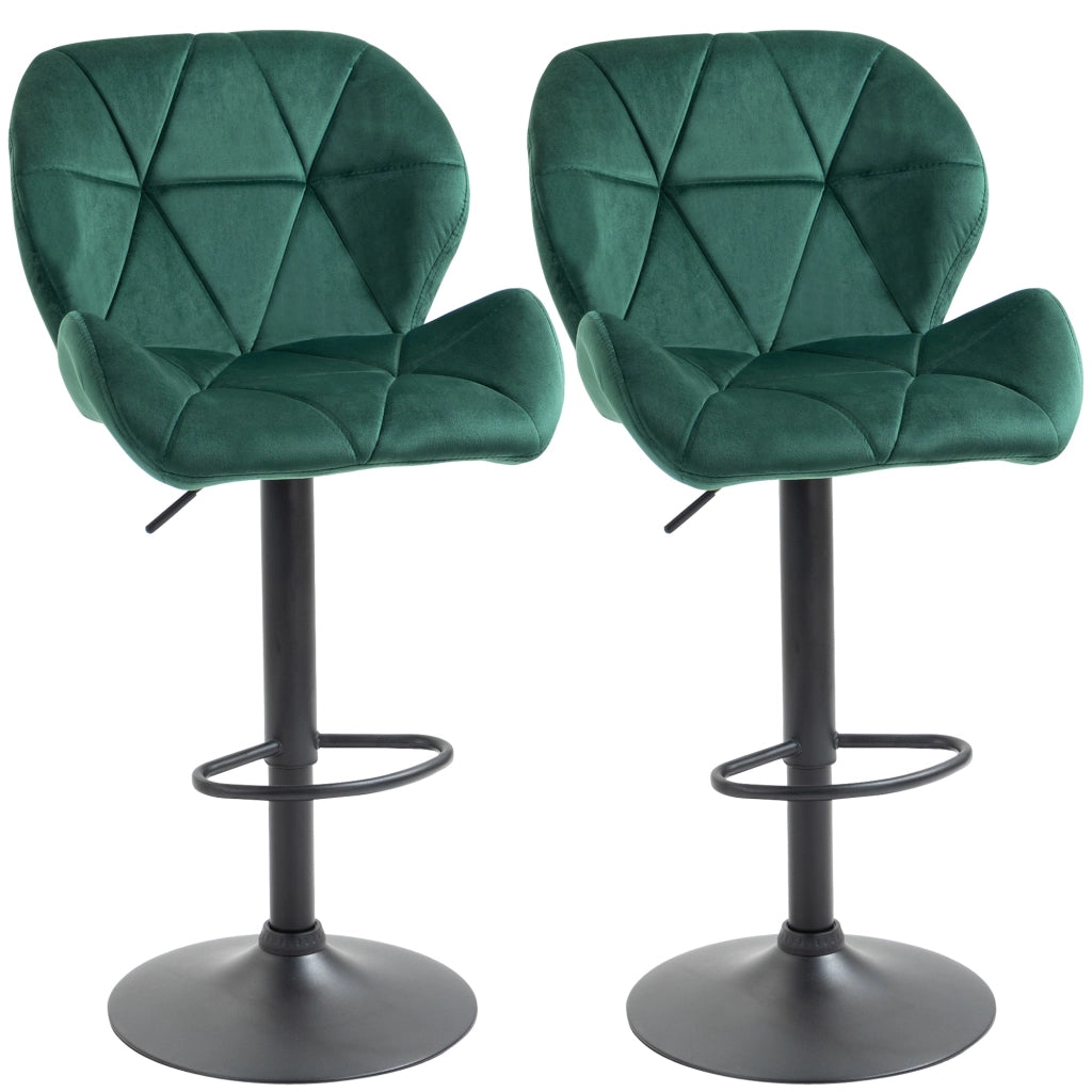 Sgabello da Bar con Schienale ¨C Zephmum ¨C Velluto Verde, Base in Metallo, Altezza Regolabile 46x48x83-104cm