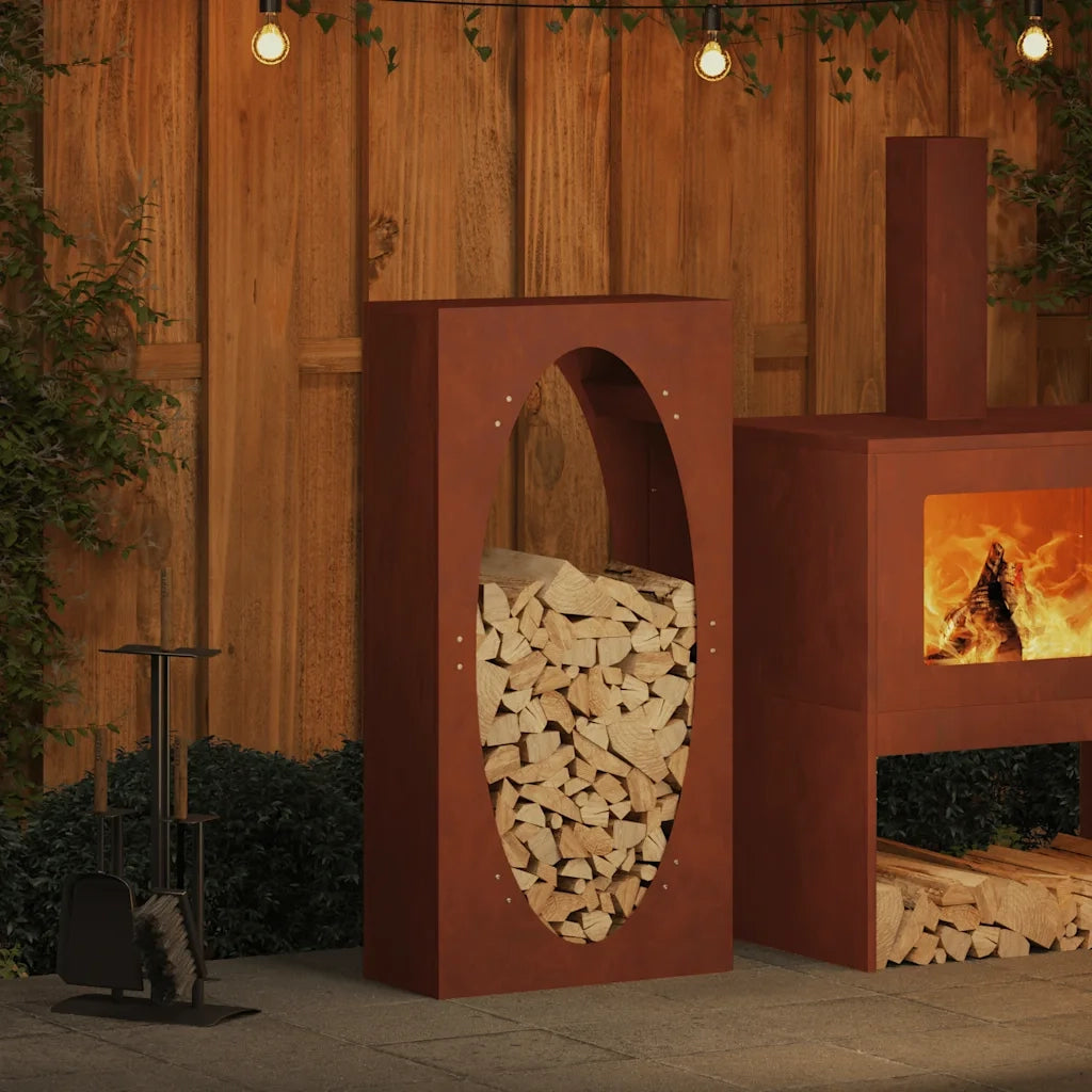 Rastrelliera per Legna da Ardere 50x23x100 cm in Acciaio Corten 864186