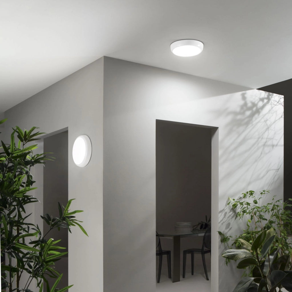 PLAFONIERA LED HUBLOT BIANCA 18W 1800LM CCT 3000K / 4000K / 6500K IP65 CON SENSORE DI MOVIMENTO 32X7,2CM