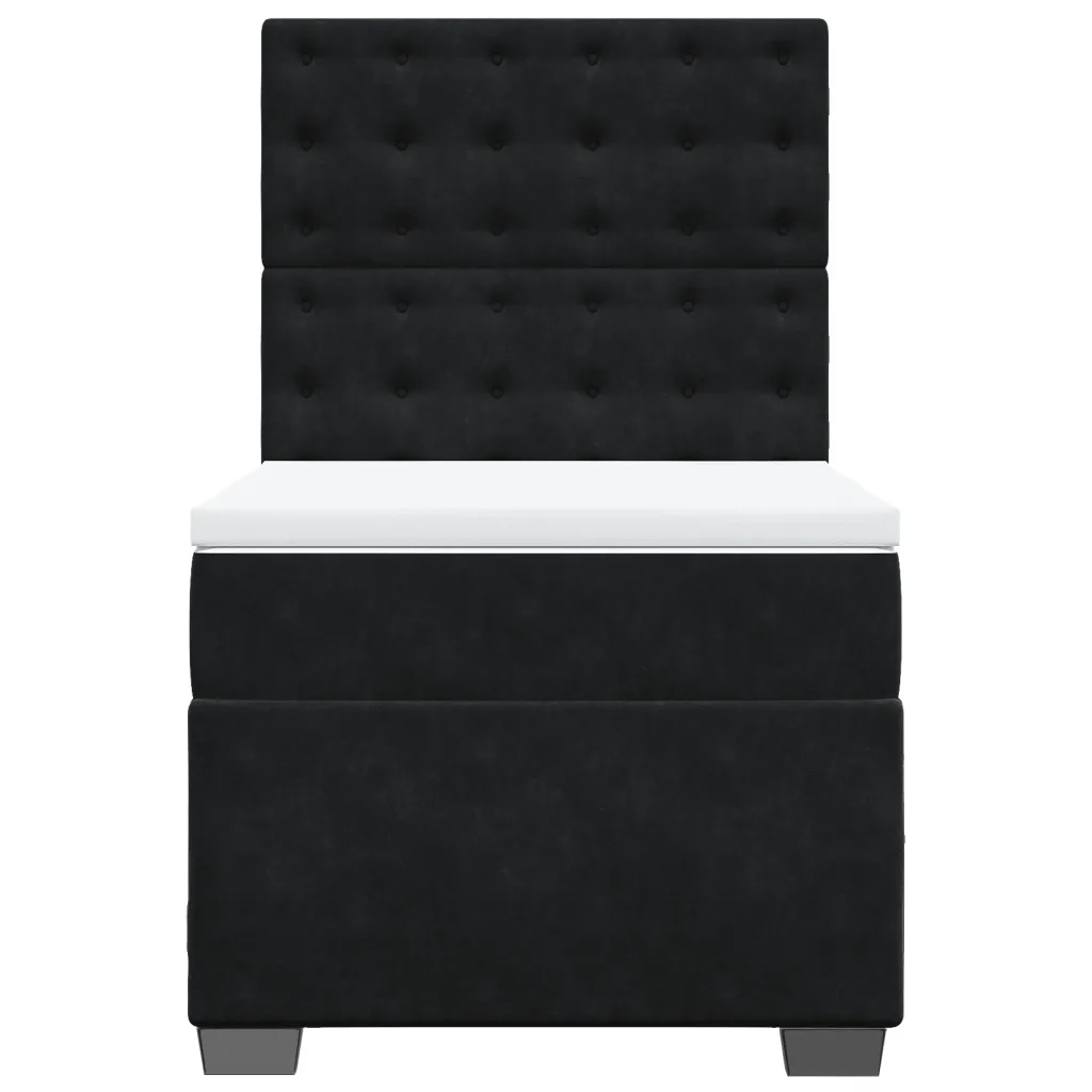 Giroletto a Molle con Materasso Nero 90x190 cm in Velluto