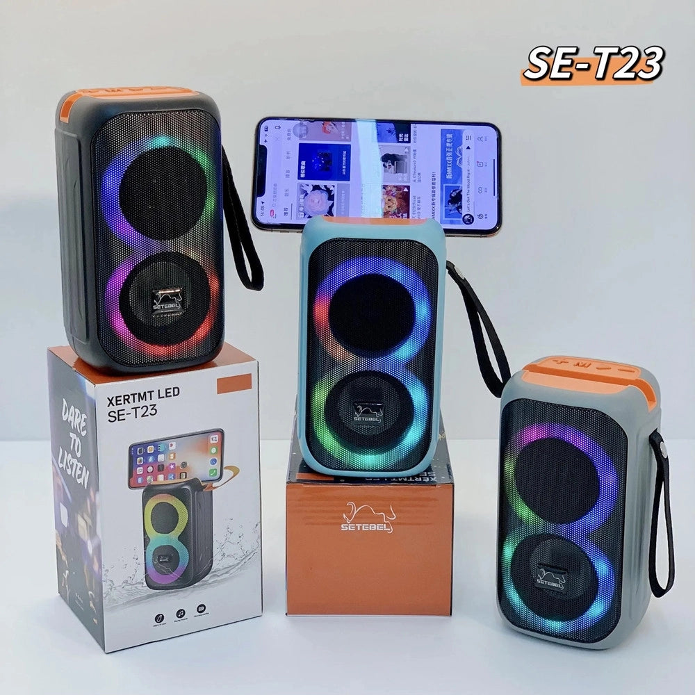 Trade Shop - Cassa Altoparlante Bluetooth Portatile Con Supporto Telefono Se-t23 Luci Rgb Bassi Potenti -