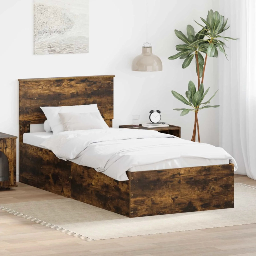 Struttura del letto Rovere fumé 100 x 200 cm Legno multistrato 3408701