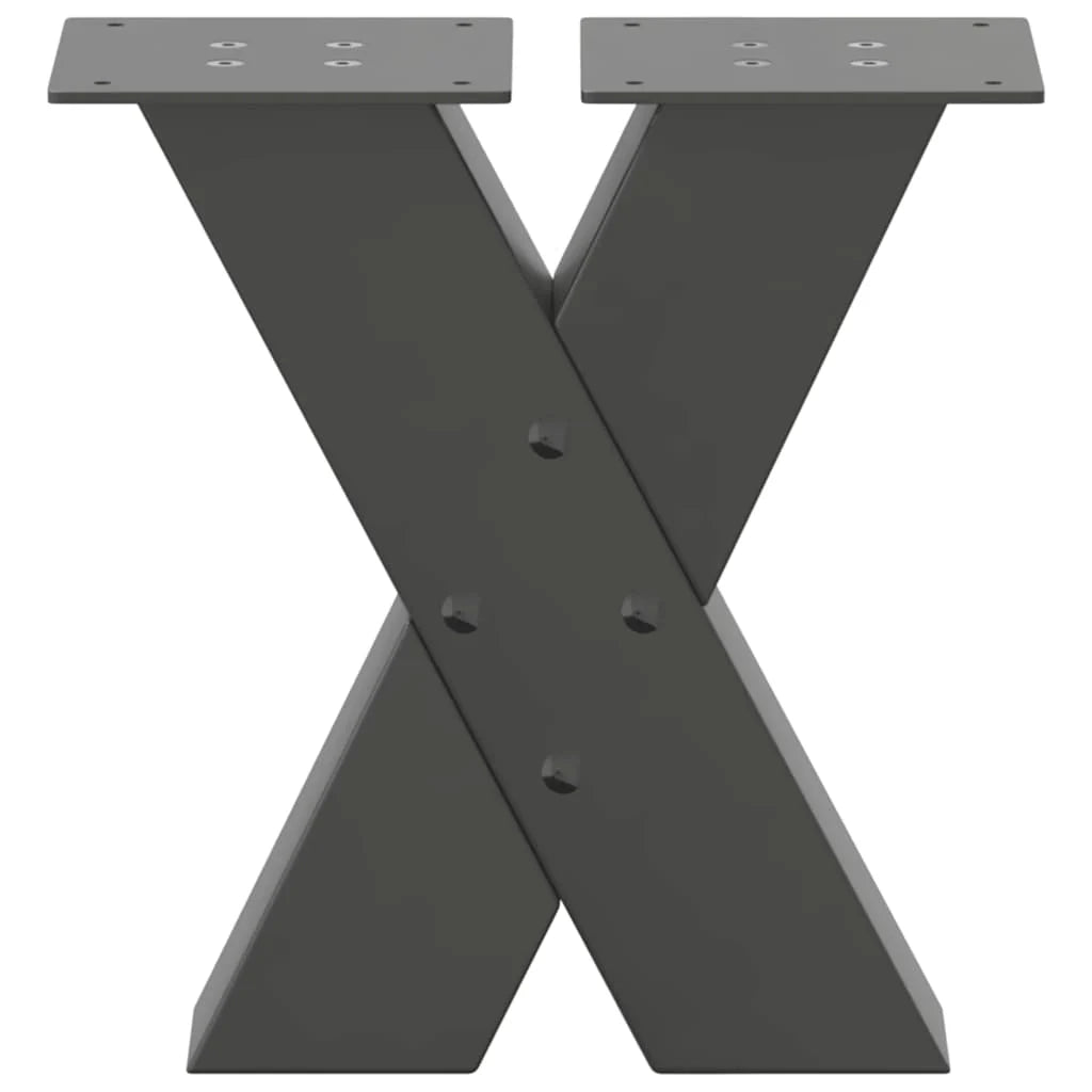 Set di 2 gambe robuste per tavolino da caffè a forma di X 40 x 30 cm con piedini regolabili design moderno acciaio antracite 02_0057206