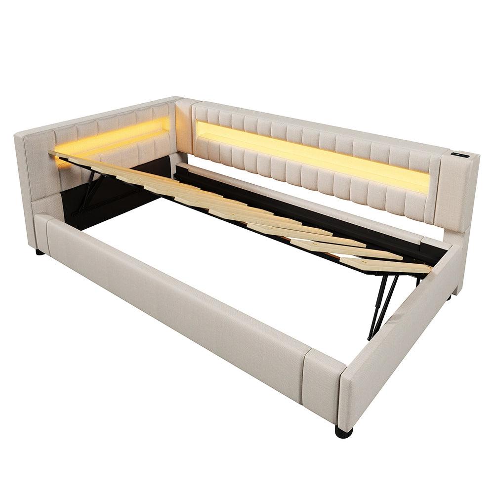 Daybed - Xylo - 90x200 cm LED USB idraulico beige