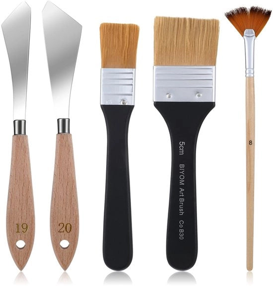 Set di 5 misuratori di colore - Strumenti per artisti - Pennelli e paletta - 5 cm e 2,5 cm - Adatto per la pittura - Antiruggine