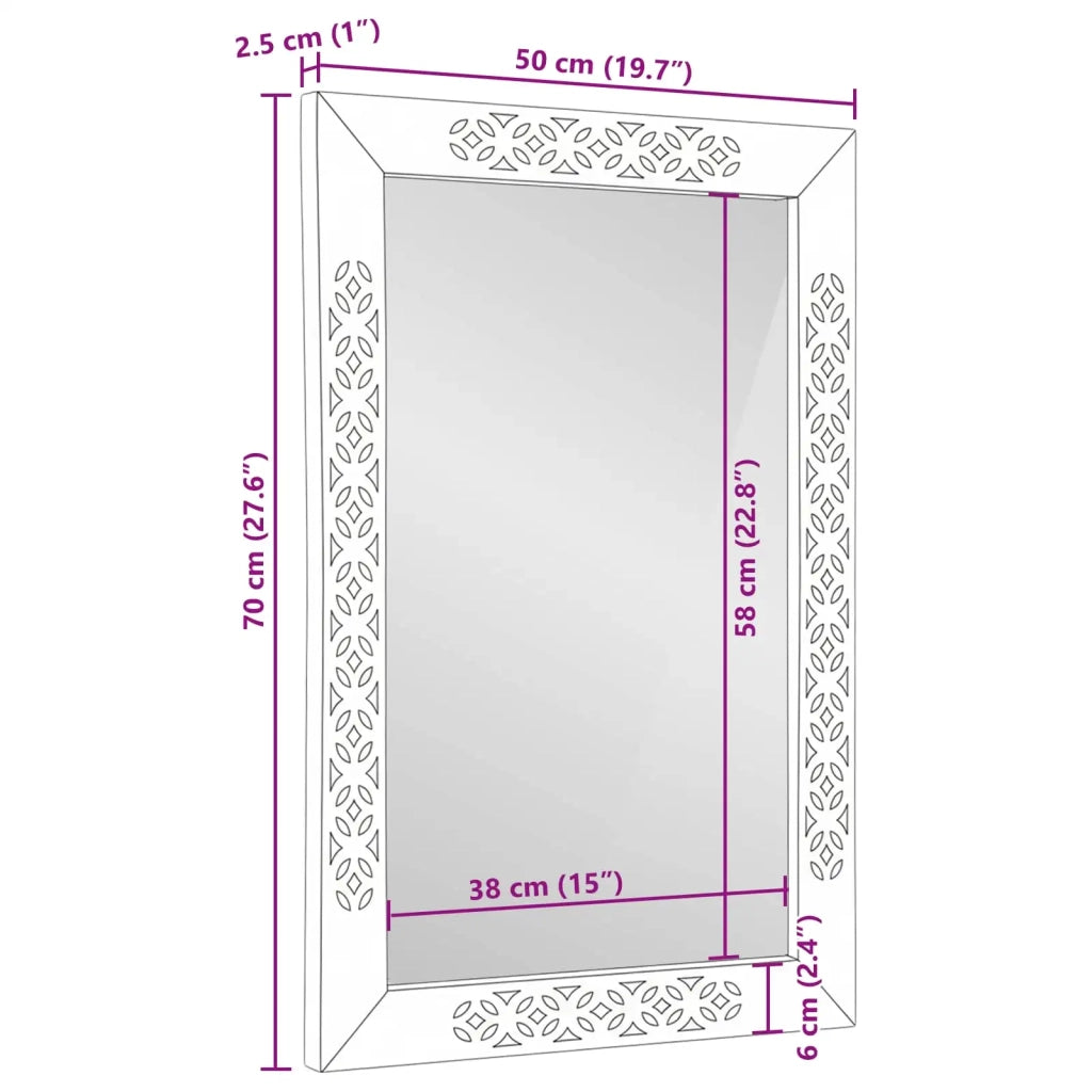 Specchio da bagno Rettangolare Bianco 50 x 2,5 x 70 cm 4018147