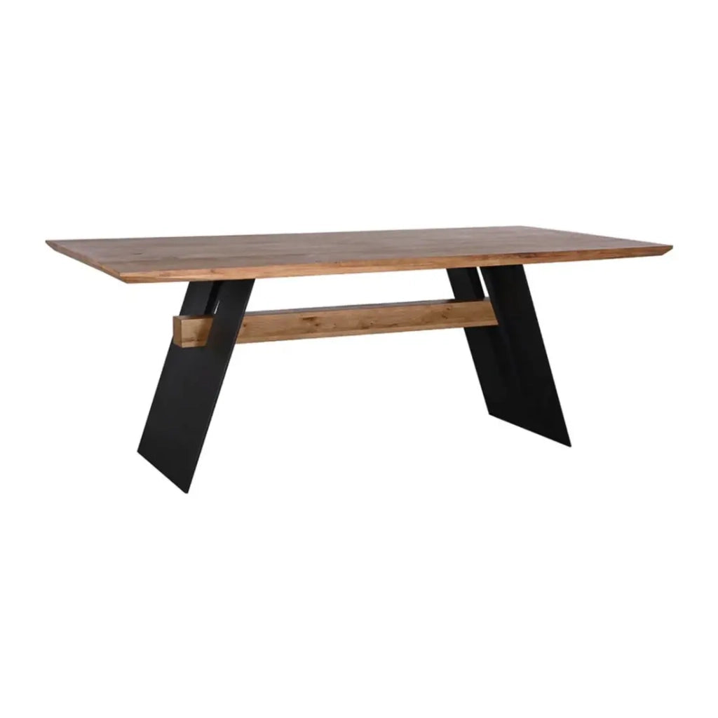 Tavolo da pranzo ZENTOR 200 cm – Piano in rovere selvatico e gambe in metallo nero – Stile industriale di alta gamma