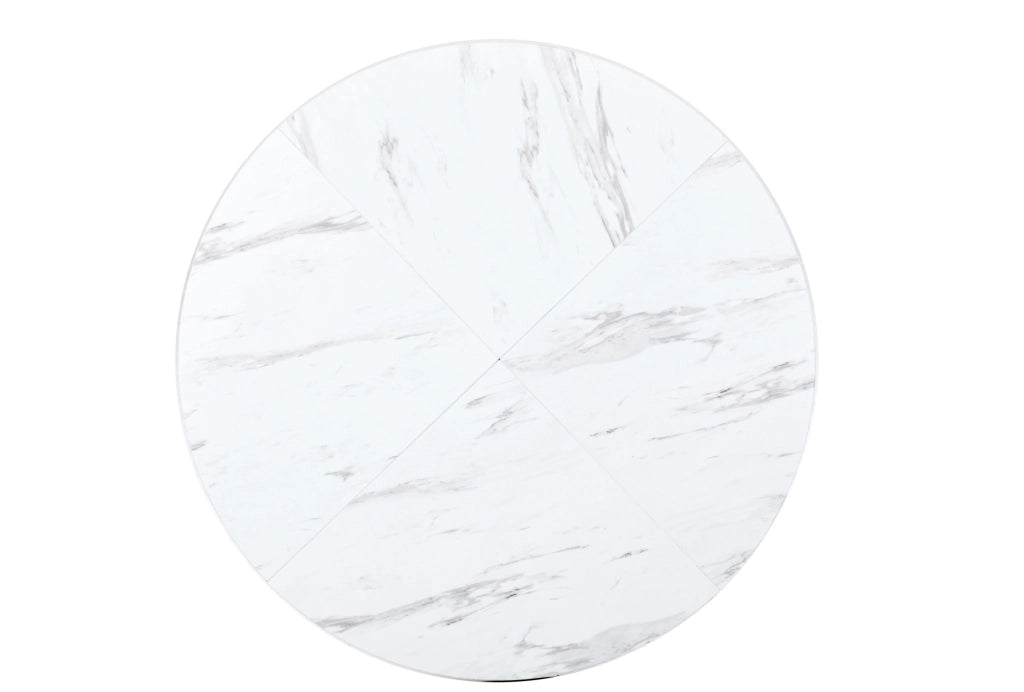 Tavolo rotondo ? 100 x 75 cm con piano effetto marmo in MDF bianco