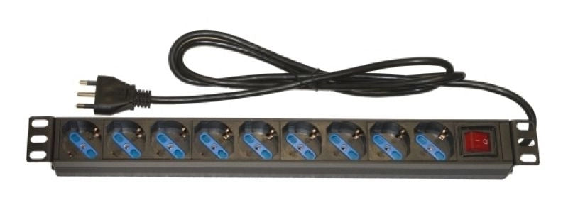 Armadio rack multipresa 9 prese 19 tripolari/schuko con interrutore - LK10053