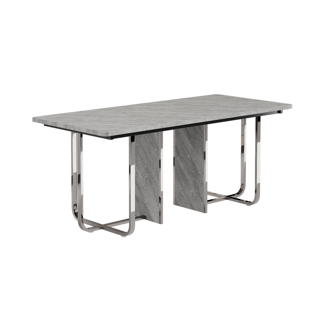 Tavolo da pranzo per 6-8 persone con gambe in metallo; Stile Moderno; in MDF e Metallo; 180×80×75 cm; Grigio