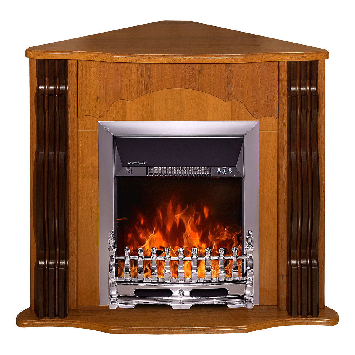 Camino Elettrico da Pavimento ad Angolo 88,2x95x47,3 cm Effetto Fiamma 2000W Clasic & Galileo silver Noce