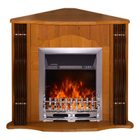 Camino Elettrico da Pavimento ad Angolo 88,2x95x47,3 cm Effetto Fiamma 2000W Clasic & Galileo silver Noce