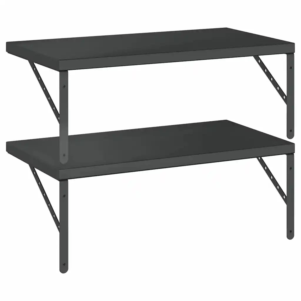 Mensole a Muro 2 pz 75x40 cm Nero in Acciaio Inossidabile 3214514