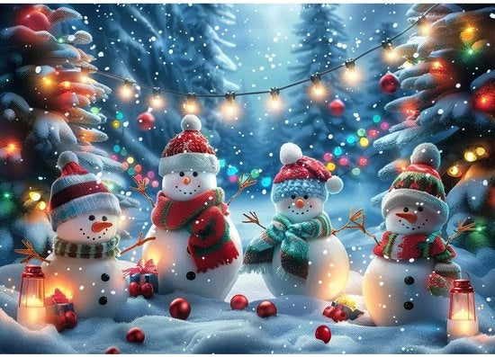 Pittura a Diamanti Completa a Bozzetto - Scena di Natale con Neve - Kit DIY per Adulti - Decorazione per la Casa - Simboli Chiari - Inclusa Cornice Fotografica - Dipinto a Diamanti