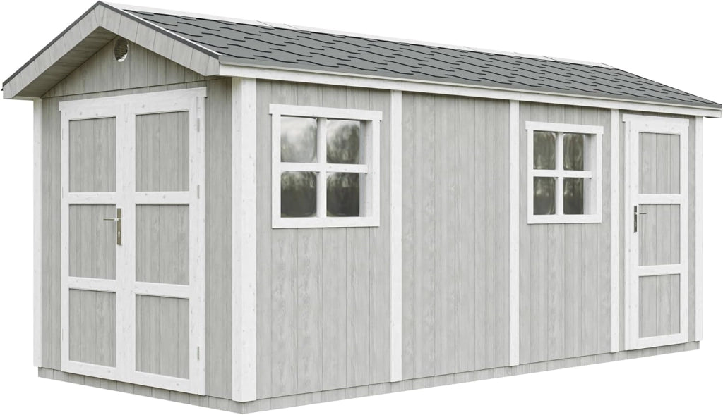 Casetta da giardino di qualit? premium 11,47 m² - H252x250x530 cm - Timbela M915C-TUNDRA GREY