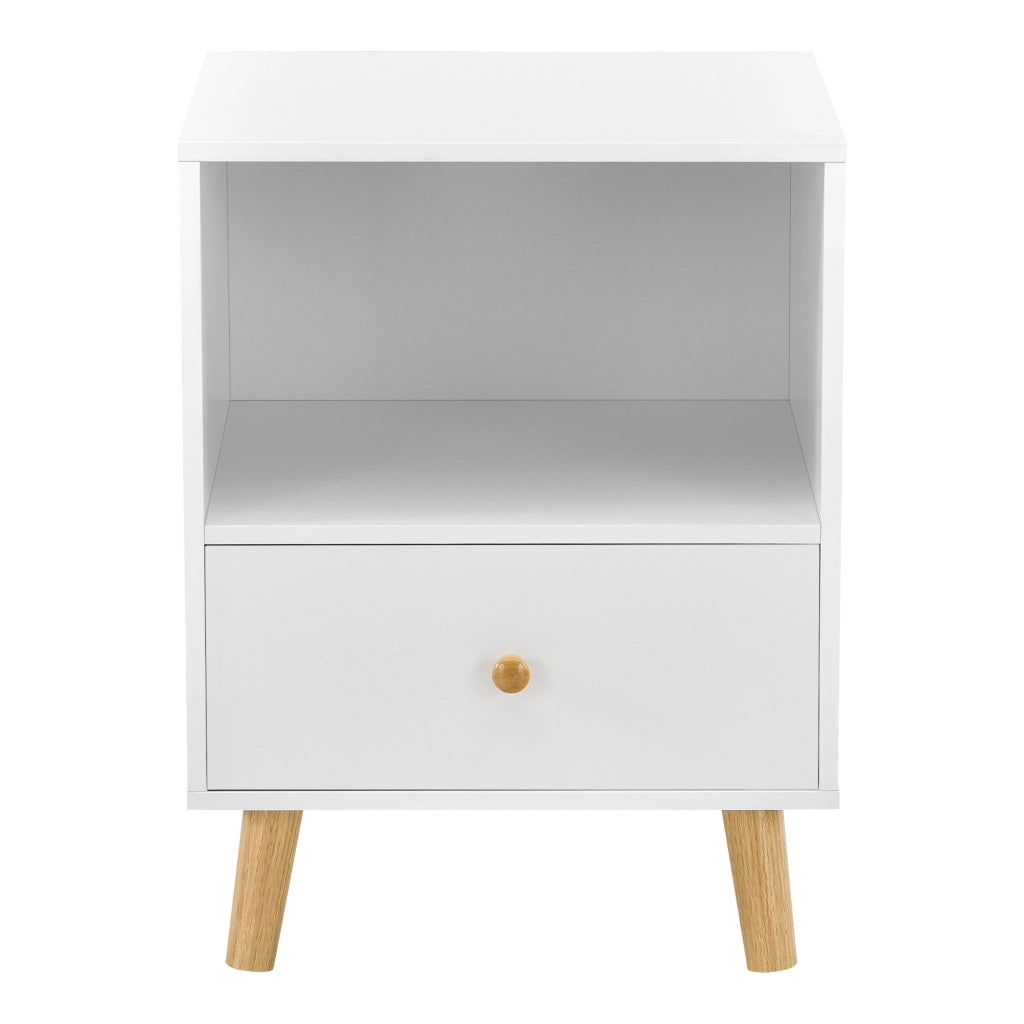 Set di 2 Comodini Sundsvall con Cassetto e Scomparto - Bianco [en.casa]