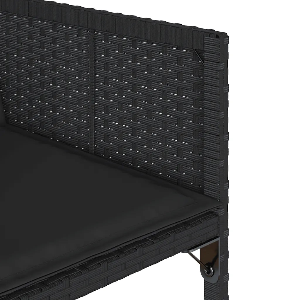 Set da Pranzo da Giardino 5 pz | Set Salotto da Giardino Nero con Cuscini in Polyrattan