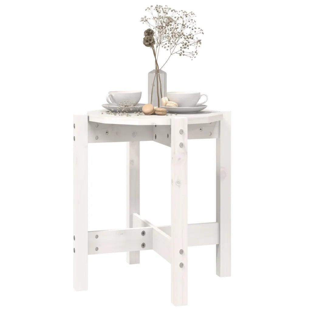 Tavolino da Salotto Bianco Ø 42,5x45 cm Legno Massello di Pino 822313