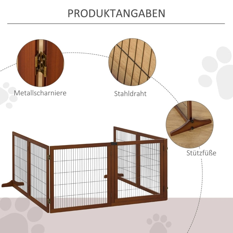 CANCELLETTO PER CANI Pieghevole 432 x 36 x 70 cm Legno di pino Acciaio Coffee