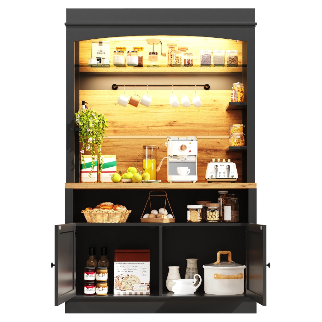Vetrina con Ripiani e LED ¨C MINIMAL ¨C Nero, 107x43x184 cm