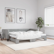 Divano Letto Estraibile Materassi Grigio Chiaro 90x190 Tessuto 3196606