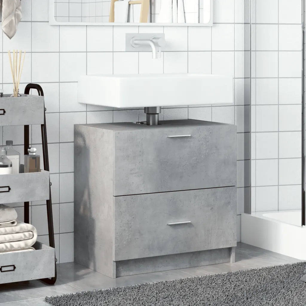 Mobile Lavabo-Armadietto da bagno Grigio Cemento 59x37x59 cm in Truciolare