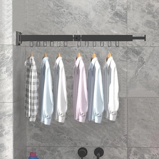 Droogrek per Parete per Abbigliamento con Supporto per Asciugamano - Stendardo per Parete in Alluminio Pieghevole per Balcone, Bagno e Terrazza