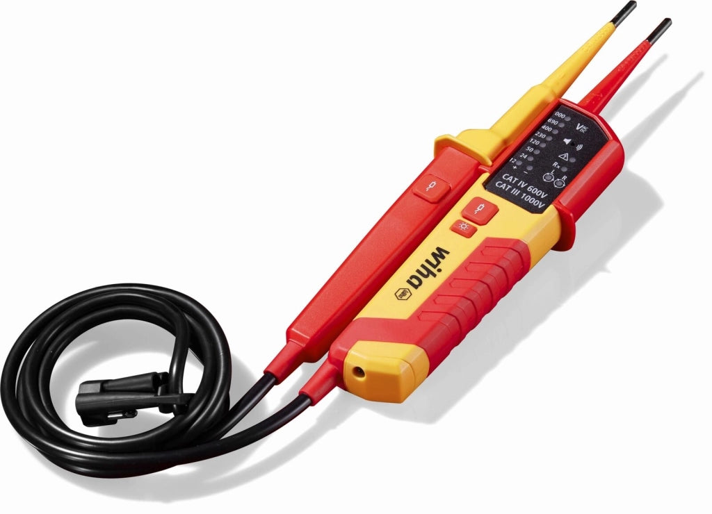 Wiha 45217 Tester di Tensione e Continuita' 0,5 - 1000 V AC CAT IV IP64 con Display LCD e Torcia Integrata colore Rosso Giallo