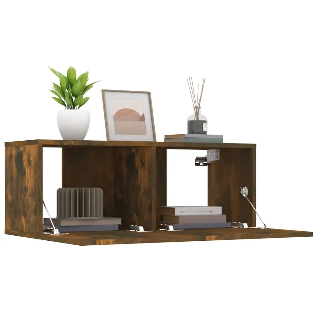 Mobili TV 2 pz Rovere Fumo 80x30x30 cm Legno Multistrato 820463