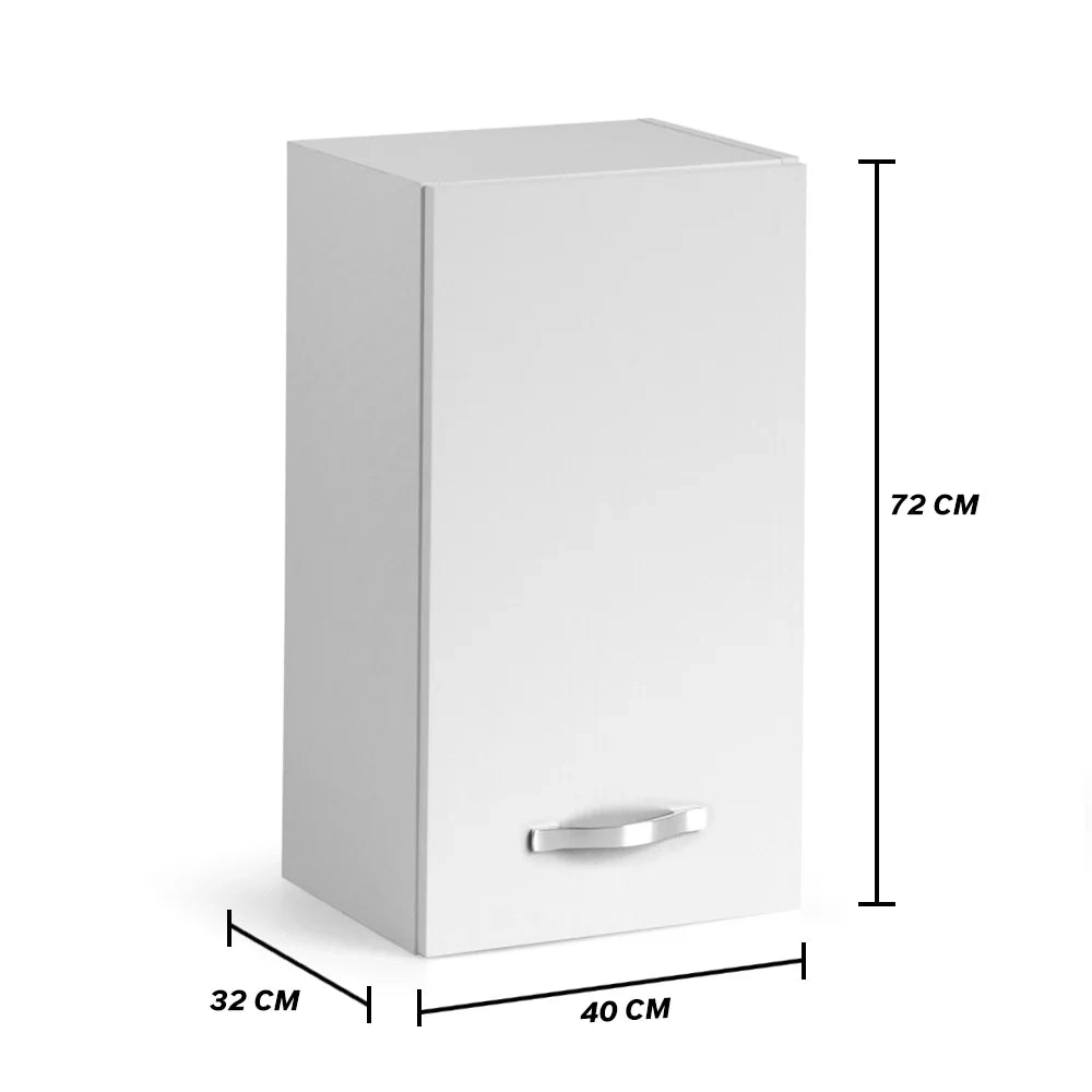 Pensile per cucina componibile da 40 cm con un’anta, realizzata in legno 100% MADE IN ITALY colore Bianco Frassino