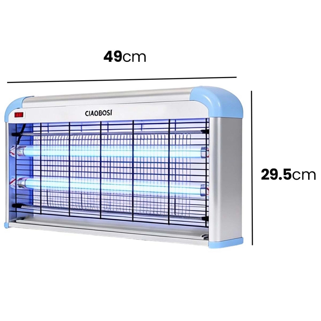 Lampada Elettrica Antizanzare a Doppio Tubo UV 30W da Appendere o da Posare Bianco / Blu Avizar