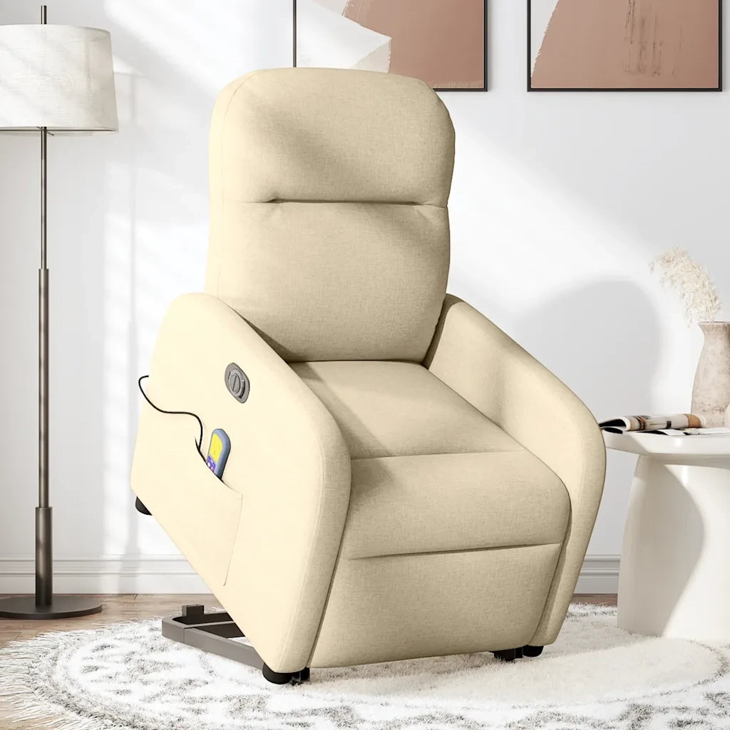 Poltrona Alzapersona Massaggiante Elettrica Crema in Tessuto 3303010