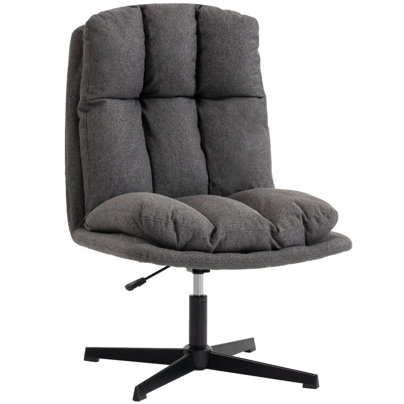 Poltrona girevole moderna senza braccioli, seduta ampia 62 cm, altezza regolabile, grigio scuro