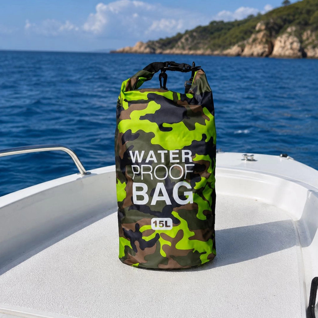 Semarese, Borsa Impermeabile Capacità 15 lt, Verde Mimetica