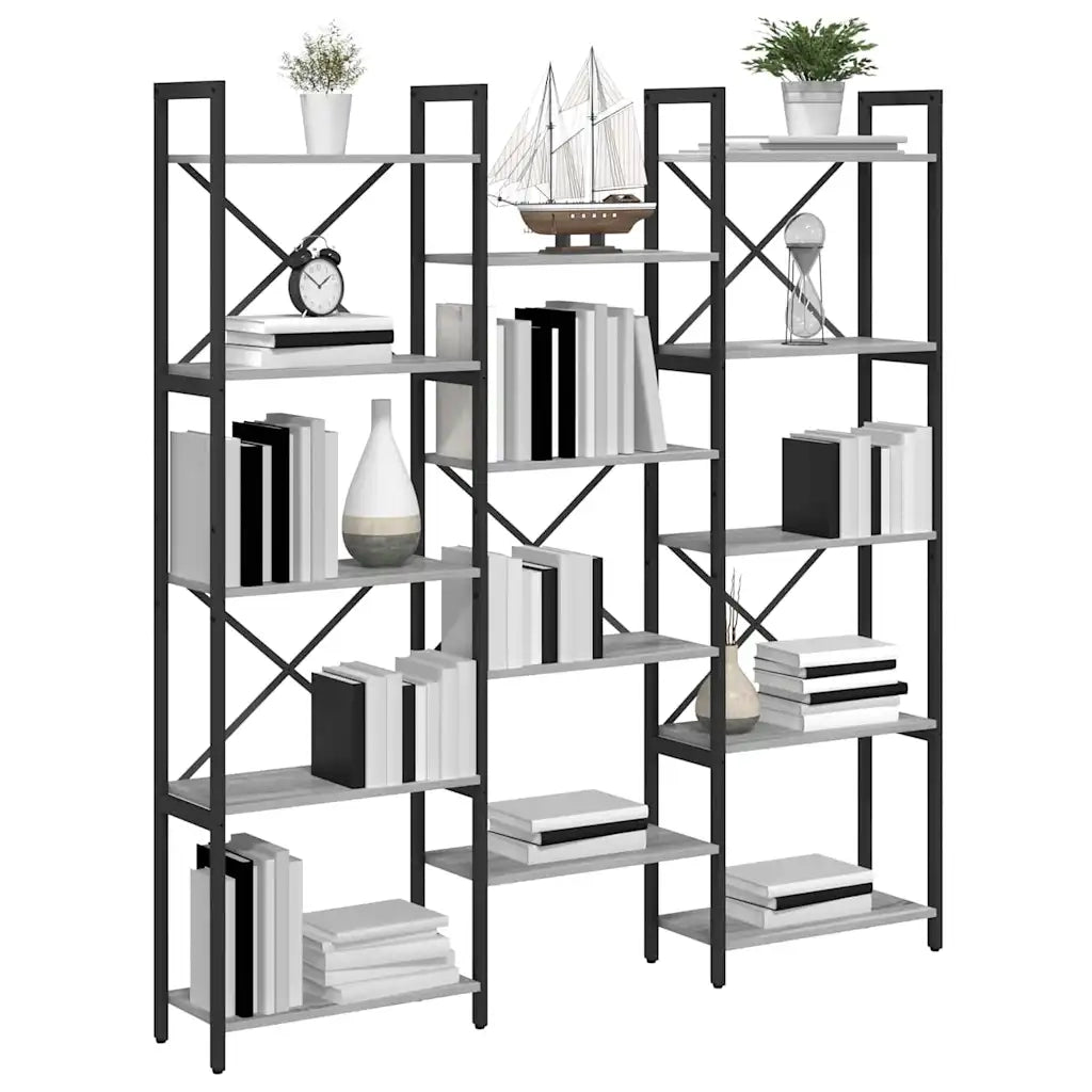 Libreria-Scaffale per Libri-Mobile di Stoccaggio Grigio sonoma 156 x 25 x 167 cm Legno multistrato