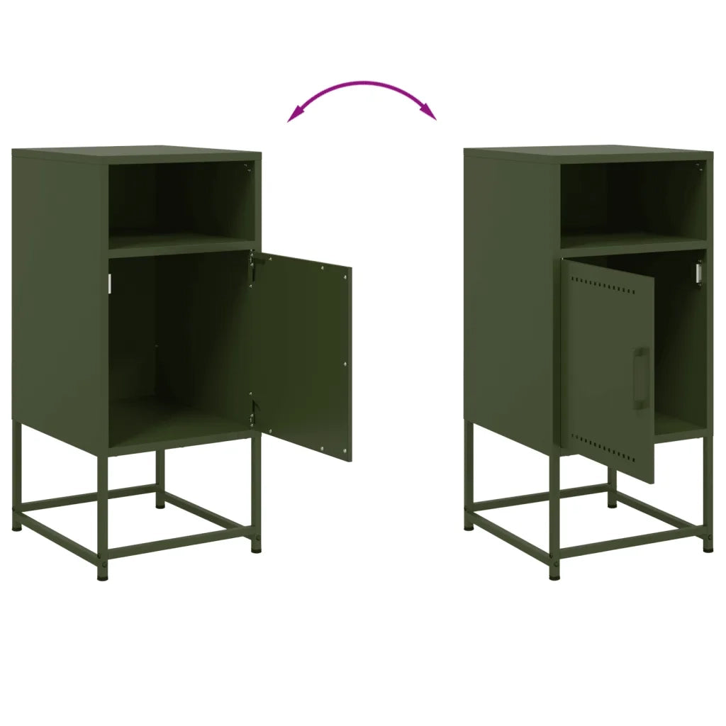 Comodini 2 pz Verde Oliva 36x39x78 cm in Acciaio