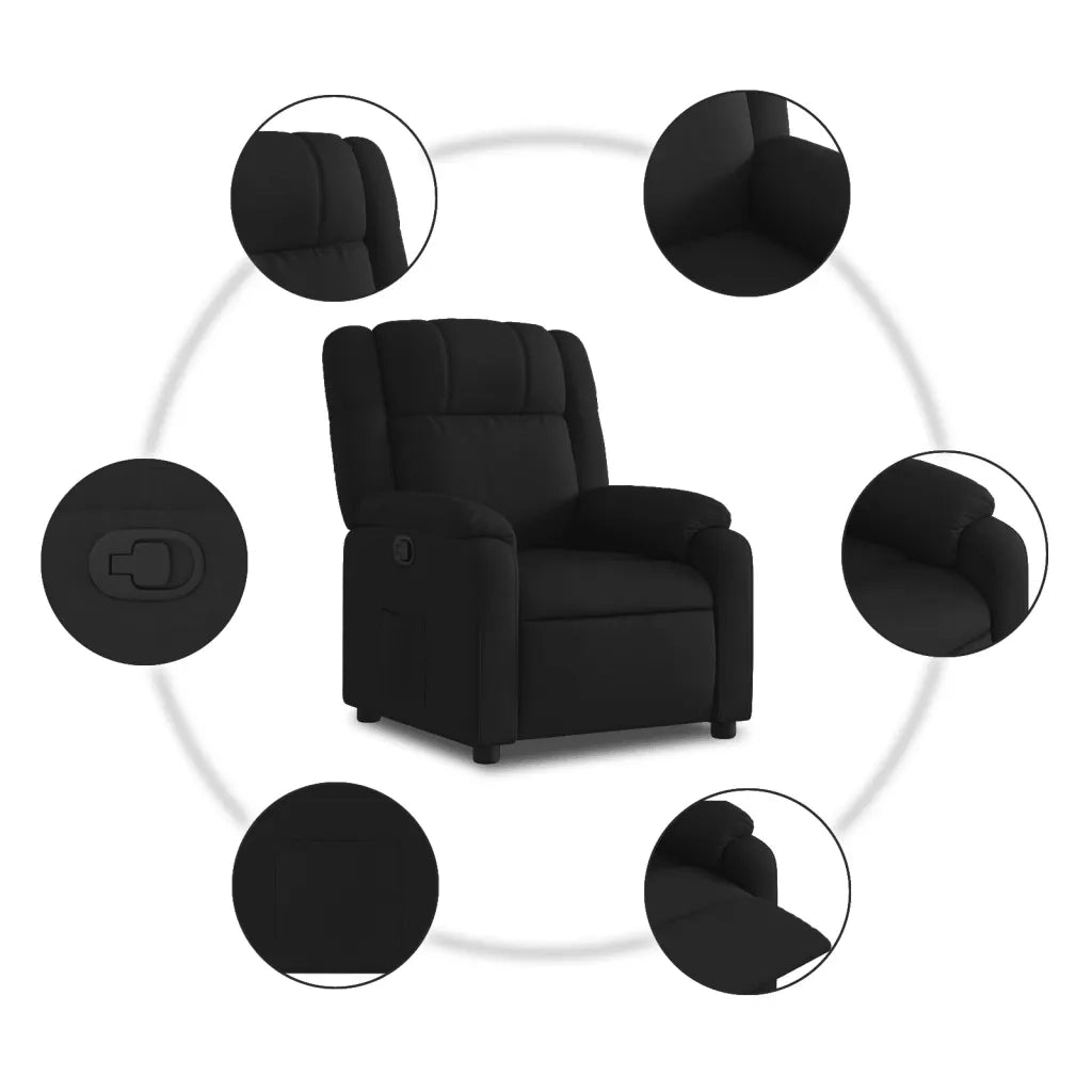 Divano Sedia-Poltrona Reclinabile in Tessuto Nero 843890