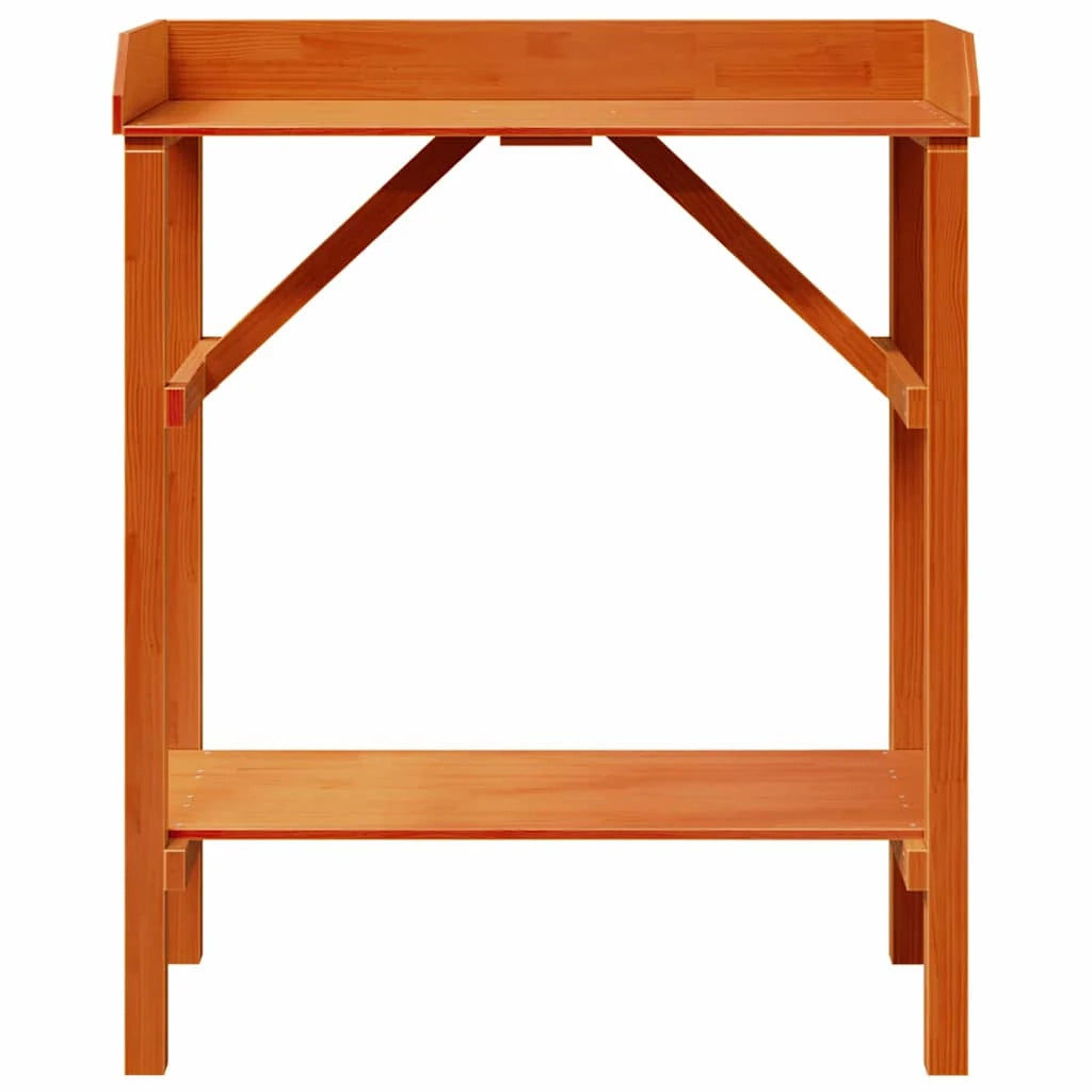Tavolo da invasatura moderno rettangolare con ripiano 75 x 40 x 90 cm in legno massello di pino marrone 02_0056706