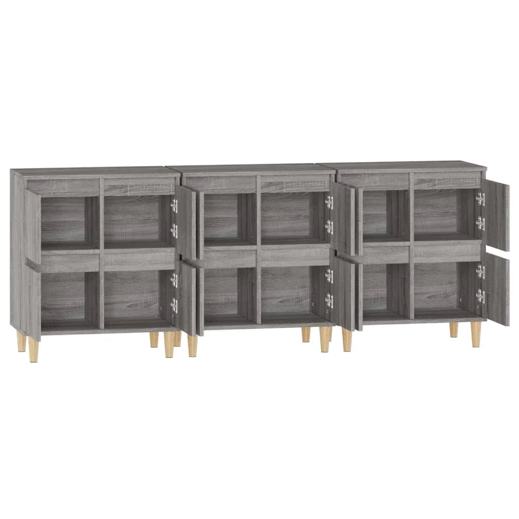 Buffet credenza cassettiera armadio mobile contenitore organizer per cucina soggiorno salotti 3 pezzi rovere Sonoma 60 x 35 x 70 cm legno ingegnerizzato grigio 02_0037170