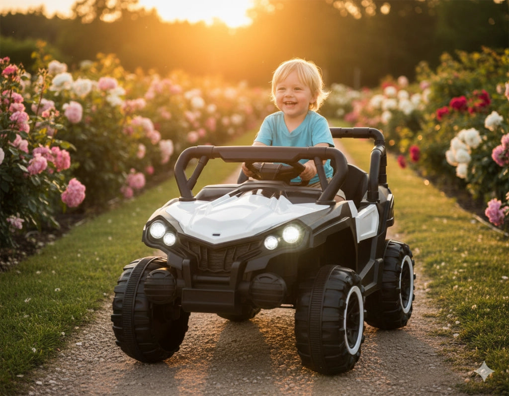 Macchina Elettrica per Bambini 12V Kidfun Fuoristrada Bianca