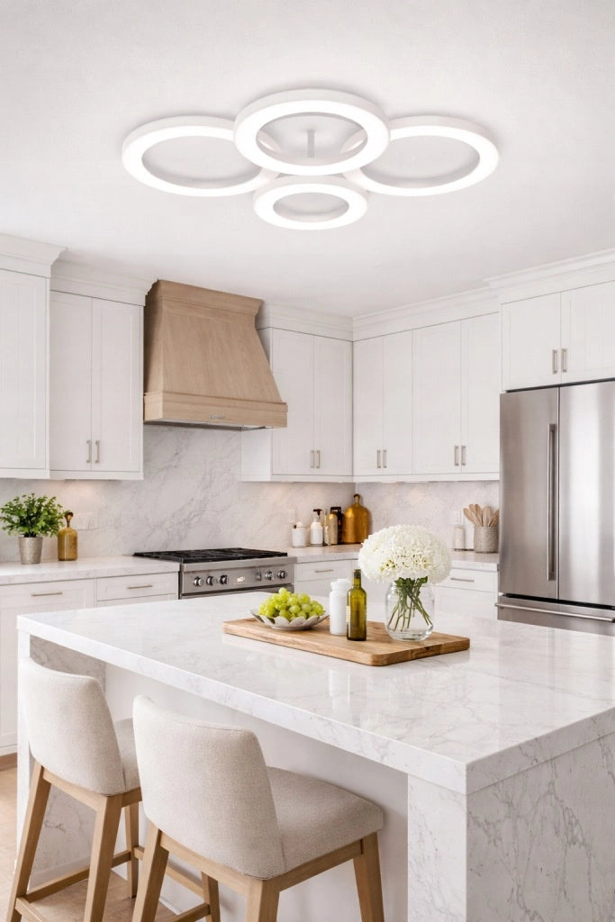 Lampada da soffitto LED 4 anelli bianca Vargo